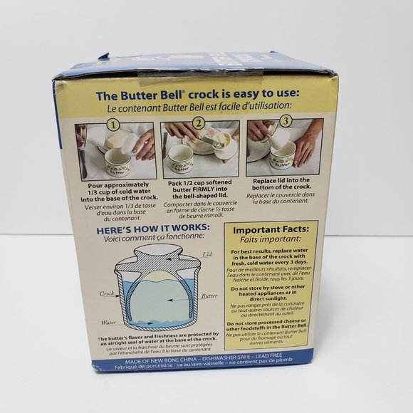 The Original Butter Bell Crock Yellow & White Striped Ceramic Butter Dish - Picture 11 of 13